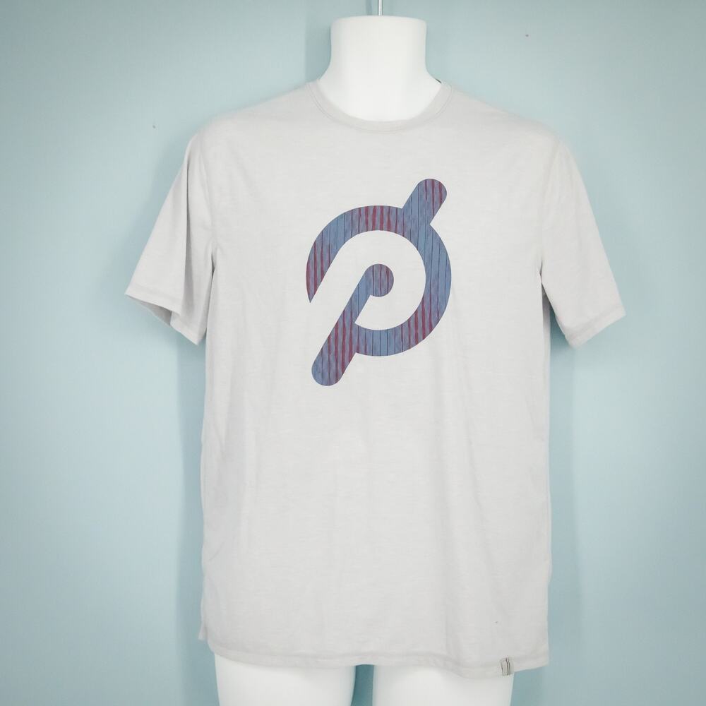 Peloton Fourlaps Size Small S Gray Logo Graphic Print Crew Short Sleeve Shirt